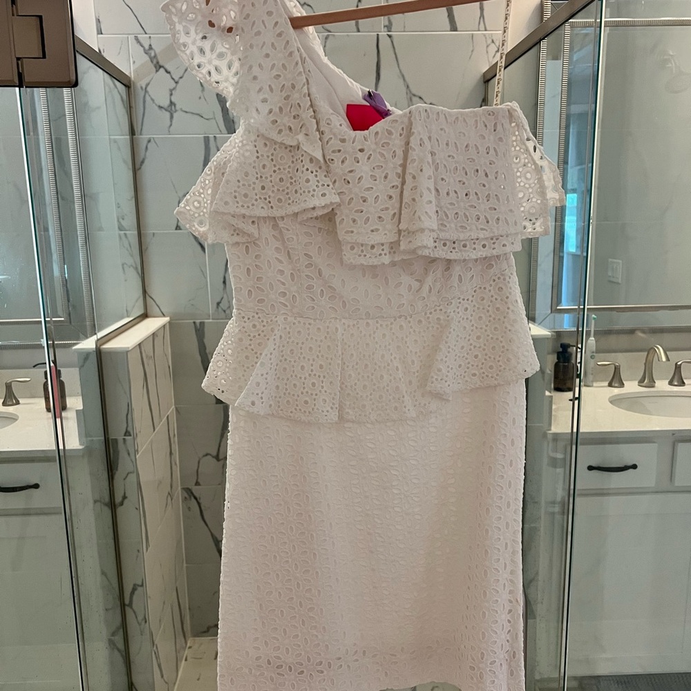 Lilly Pulitzer White One Shoulder Peplum Dress - Worn once!